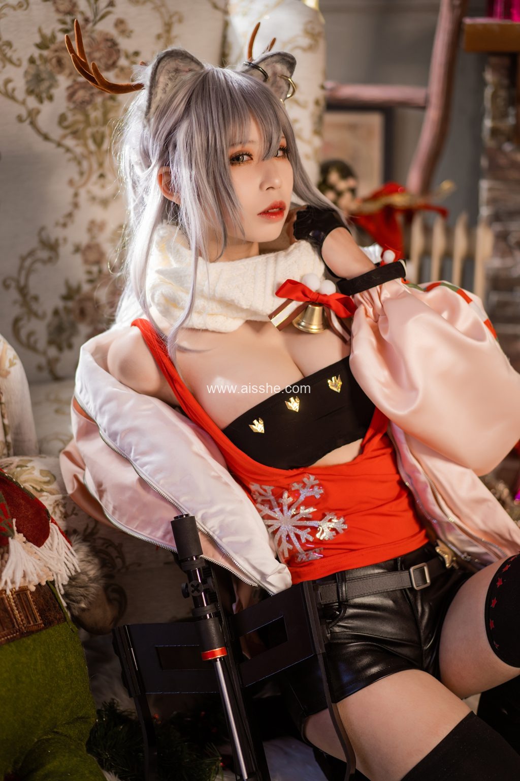 网红Coser@爱老师_PhD –明日方舟 厚礼 黑cos